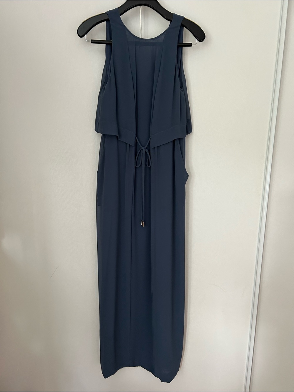 Whistles Navy Maxi Dress with Tie Waist Overlay